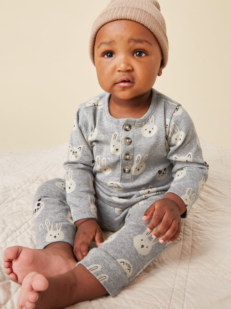 Fold-Over Waist Baby Pants in Animal Buns - View 2