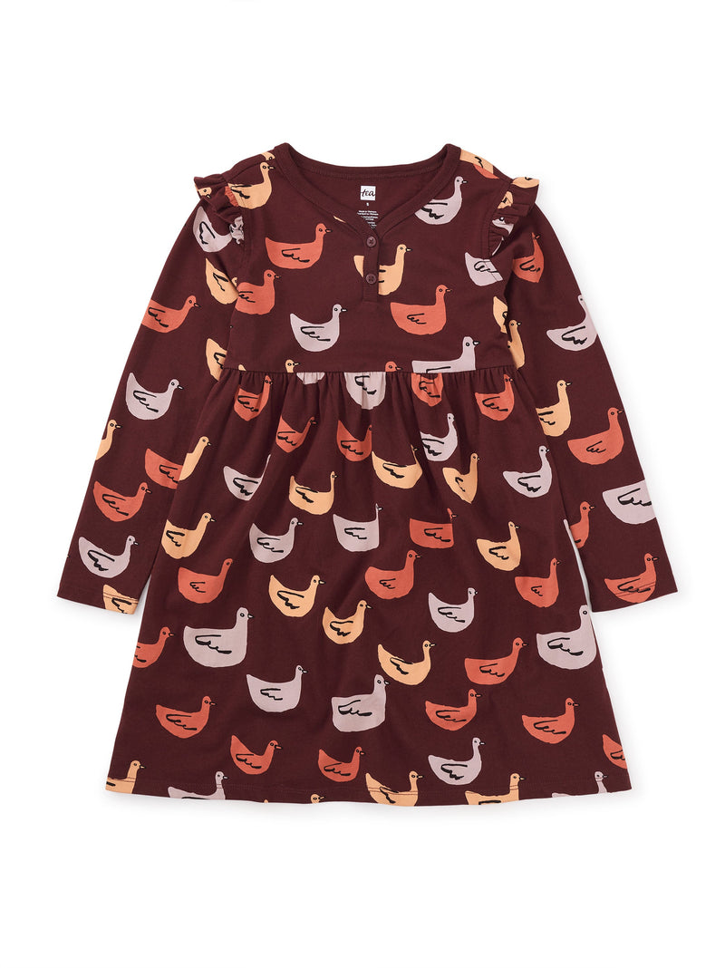 Ruffle Henley Twirl Dress in Go Duck Go - View 1