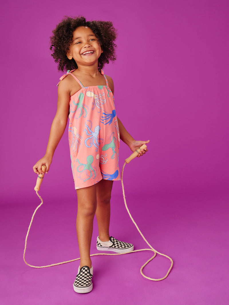 Tie Shoulder Romper in Octopus Oasis - View 2