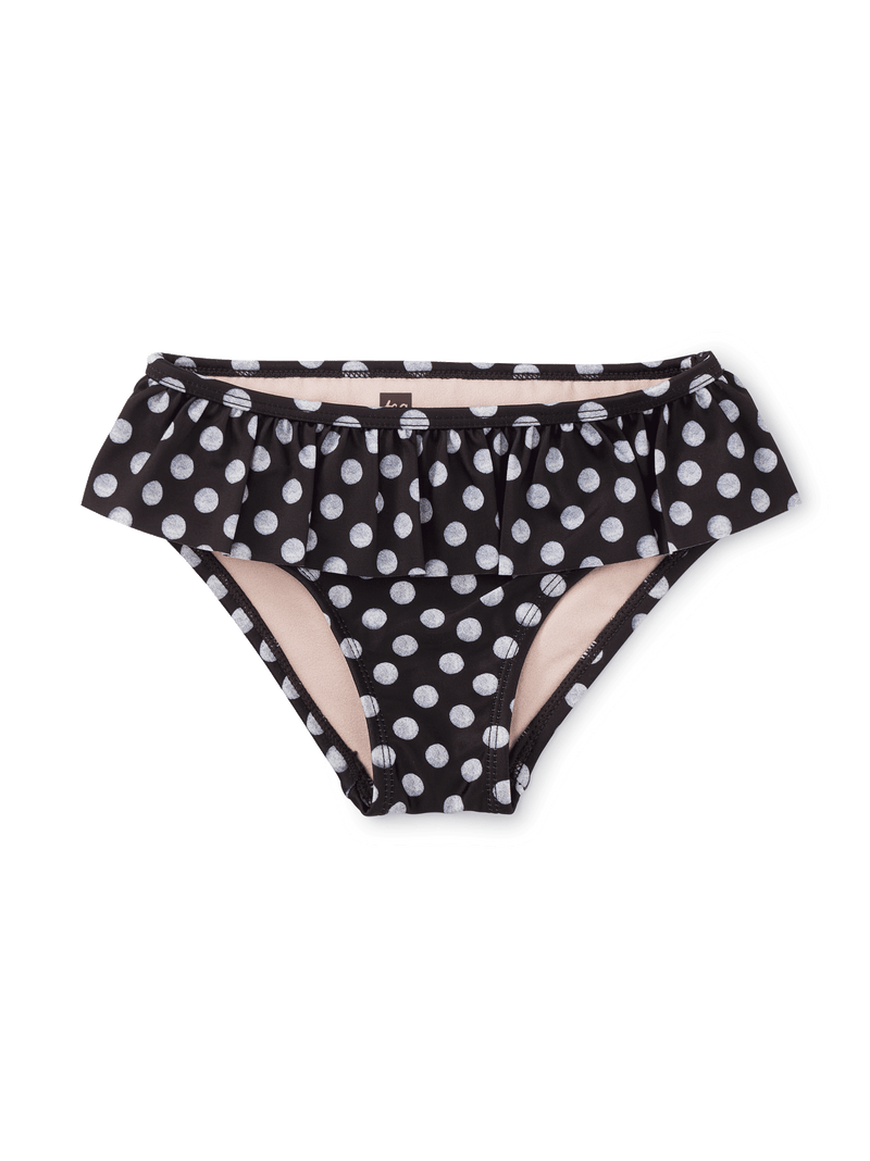 Ruffled Bikini Bottoms in Polka Dots In Black - View 1