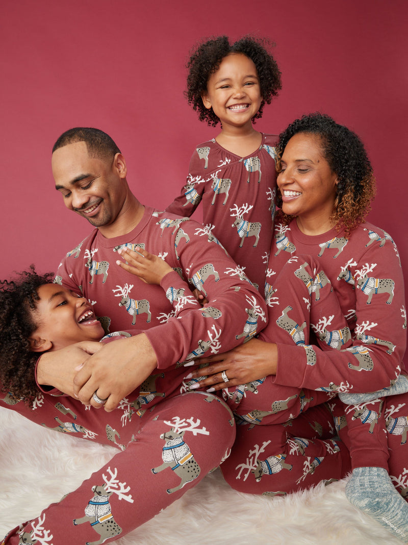 Adult Pajama Top in Swedish Reindeers - View 2