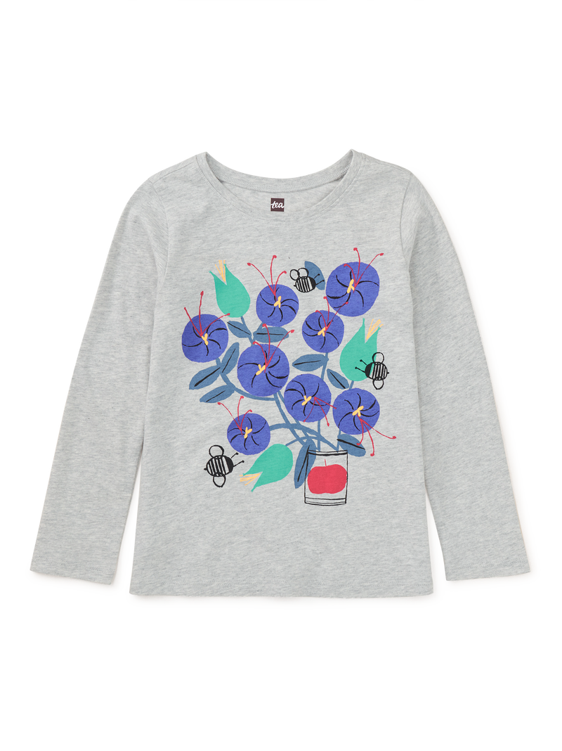 Saffron Flowers Graphic Tee in Light Grey Heather - View 1