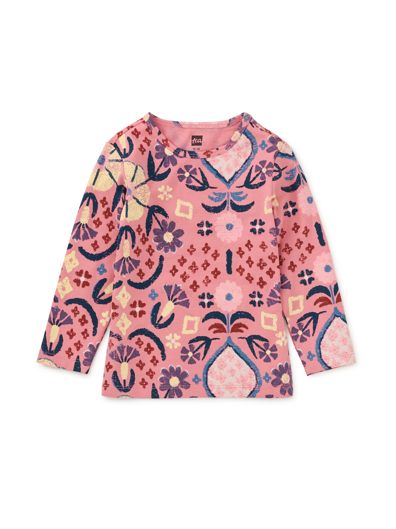 Printed Slim Long Sleeve Top in Hariz Rug Floral In Mauveglow - View 2