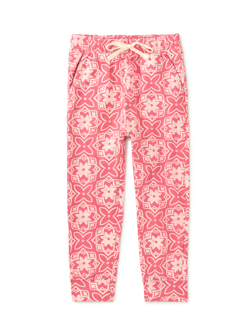 Printed Stretchy Everyday Jogg in Geometric Floral Tile - View 1