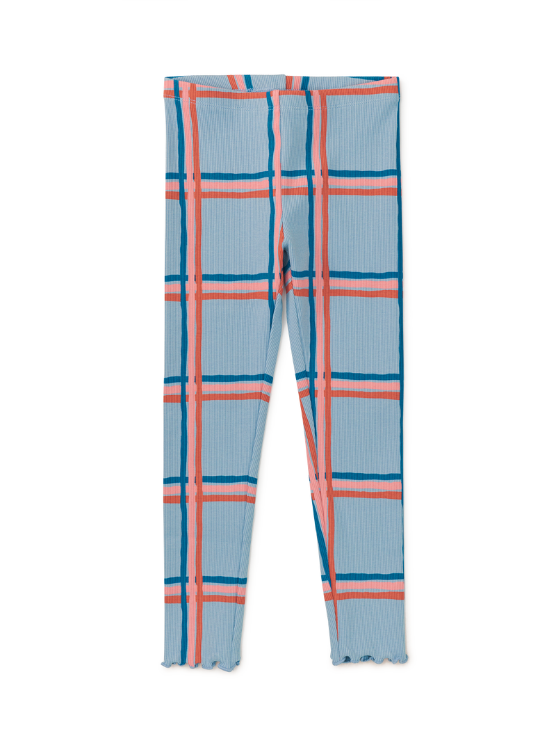 Printed Ribbed Leggings in Painted Windowpane Plaid - View 2
