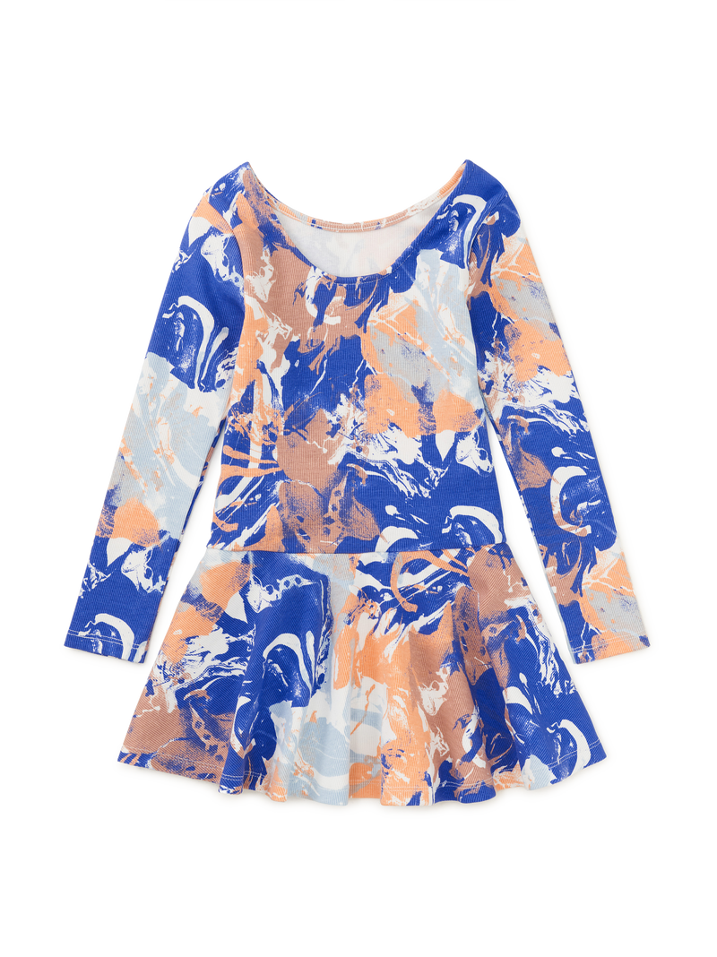 Ribbed Drop Waist Skater Dress in Marvelous Marble - View 2