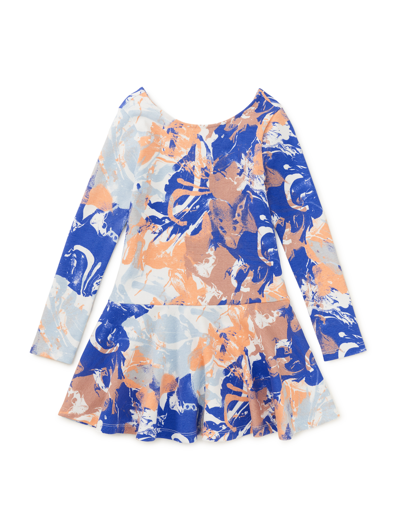 Ribbed Drop Waist Skater Dress in Marvelous Marble - View 1