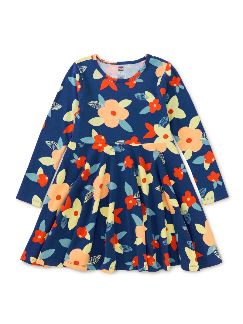 Long Sleeve Twirl Dress in Turkish Coastal Floral - View 1