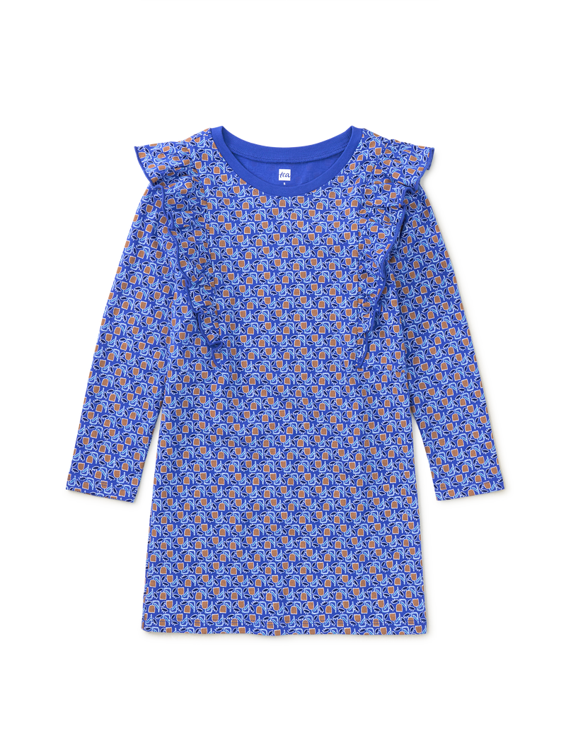 Ruffle Sleeve A-Line Dress in Tiny Tulip - View 1