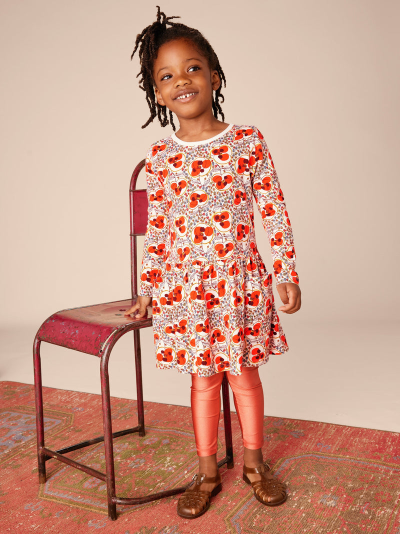 Long Sleeve Pocket Dress in Turkish Tulip Poppy Iznik - View 2
