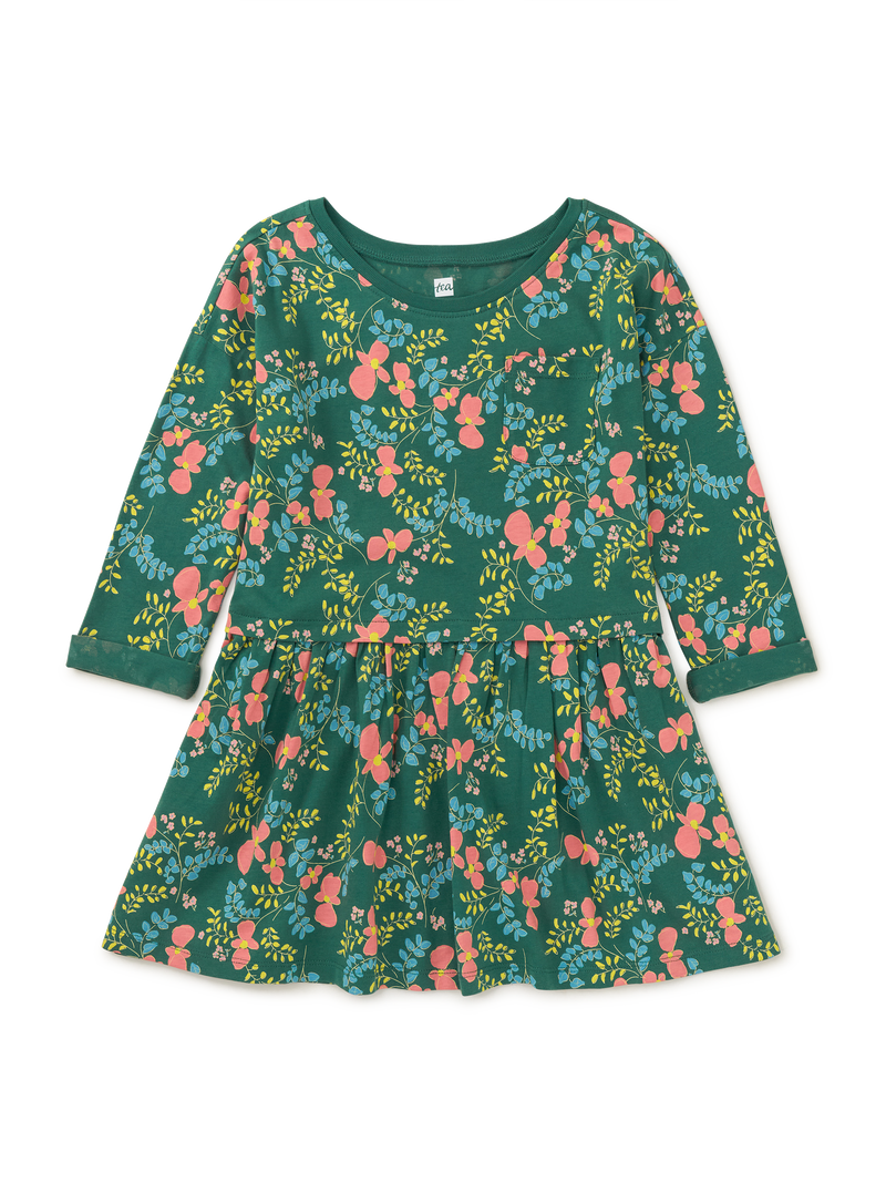 Printed Pocket Play Dress in Date Palm Floral - View 1