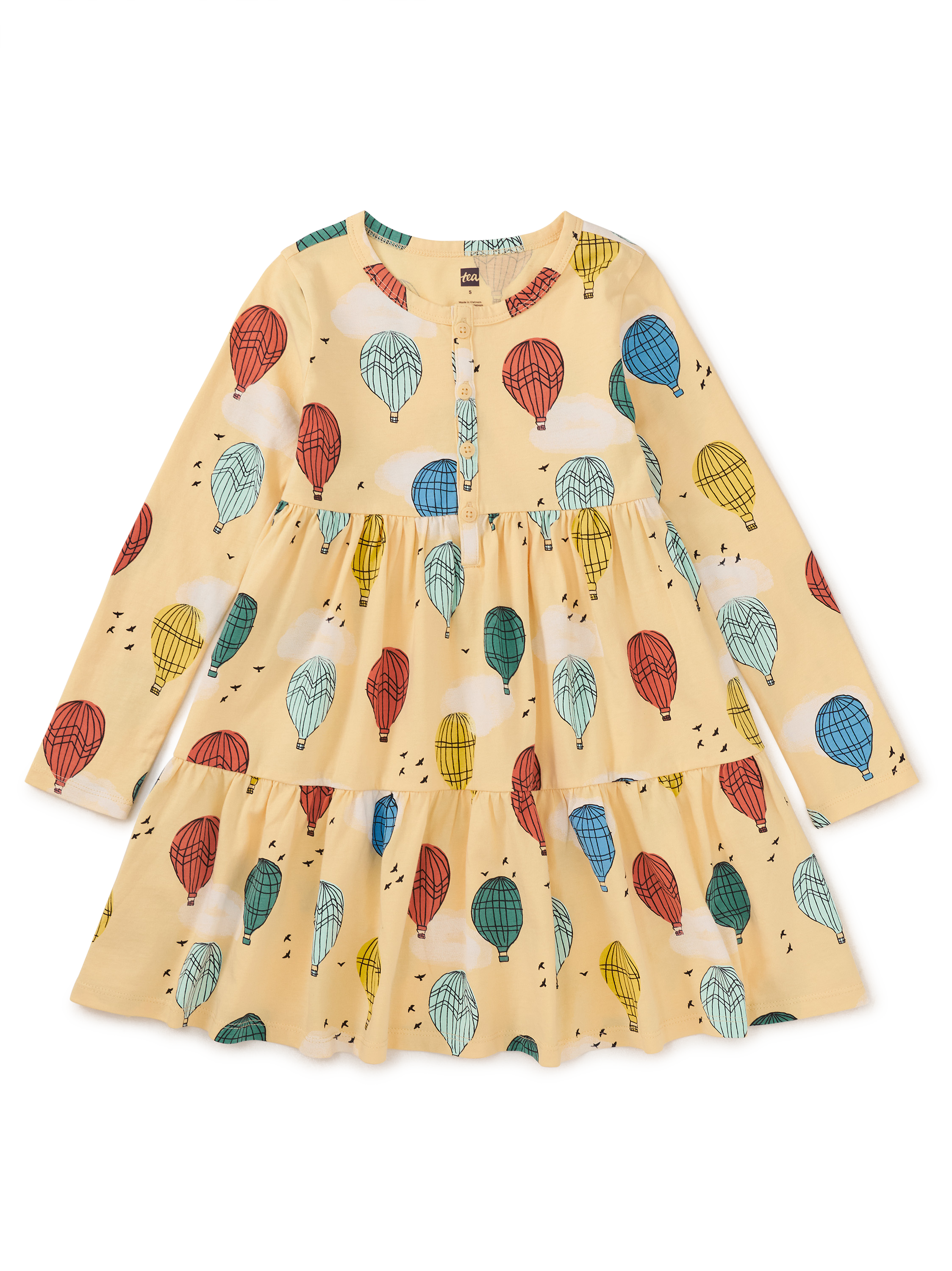 Long Sleeve Tiered Henley Dres
