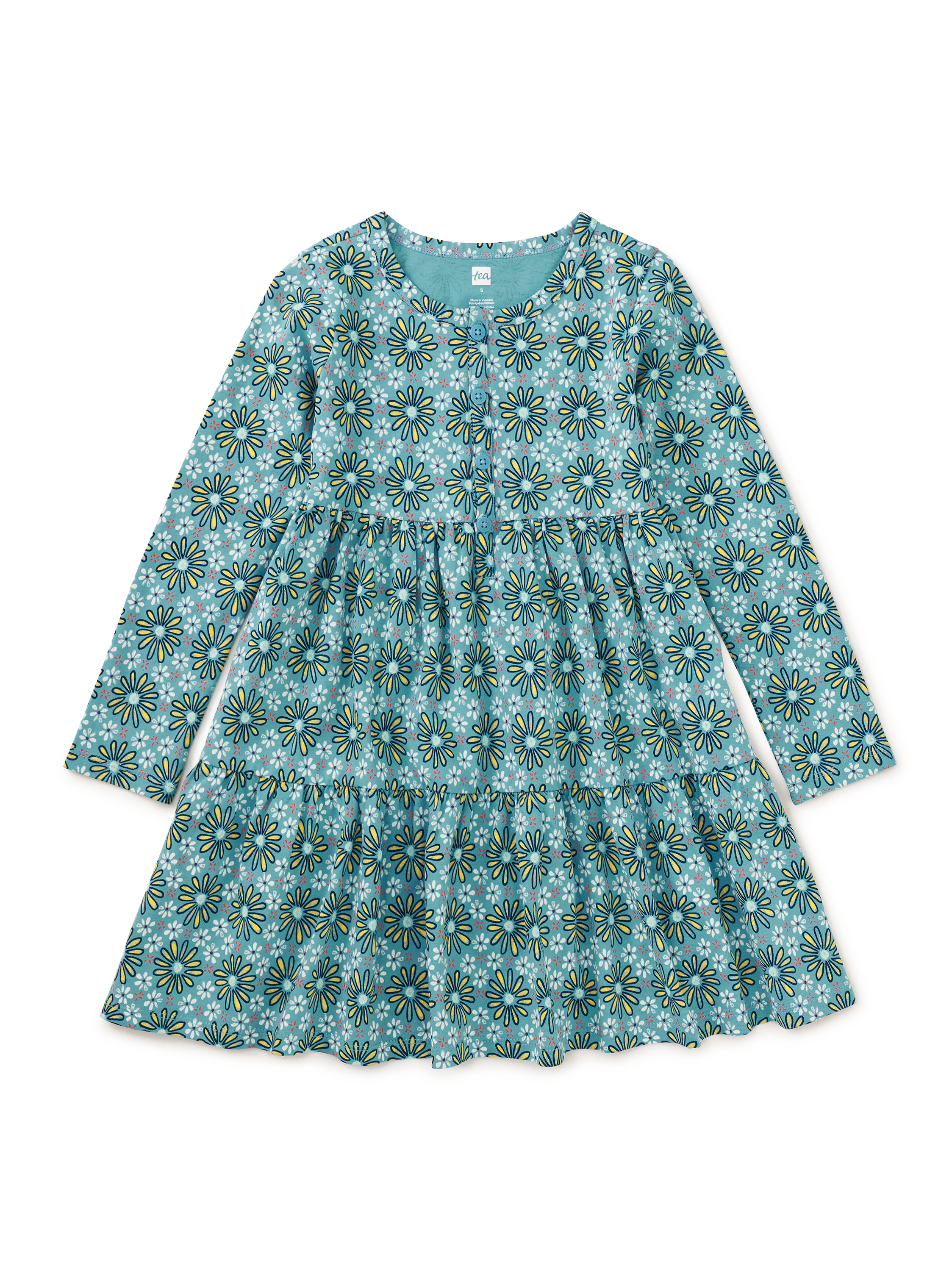 Long Sleeve Tiered Henley Dres