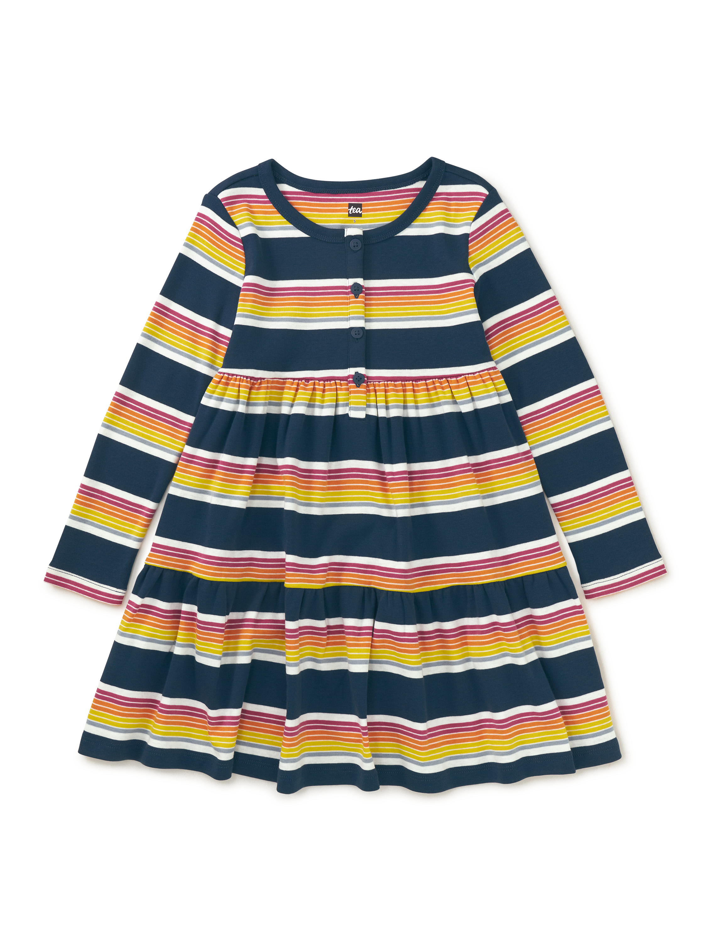 Long Sleeve Tiered Henley Dres
