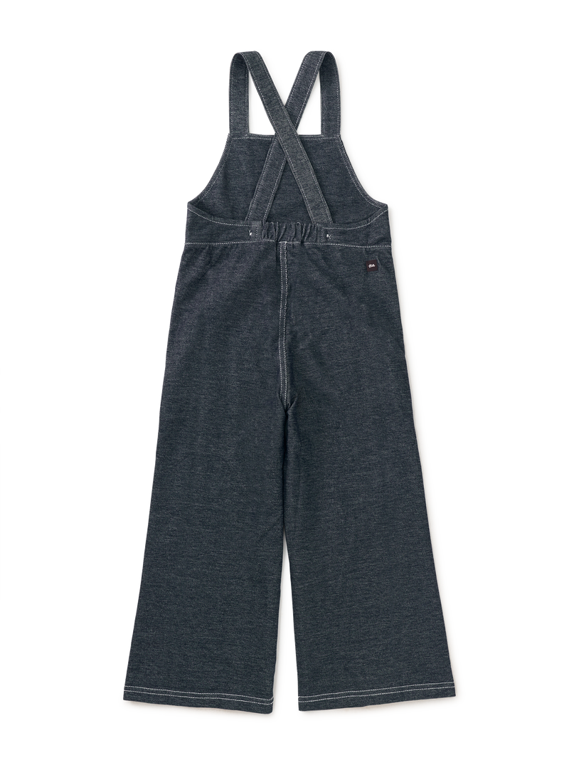 Wide Leg Denim-Like Overalls in Indigo - View 2