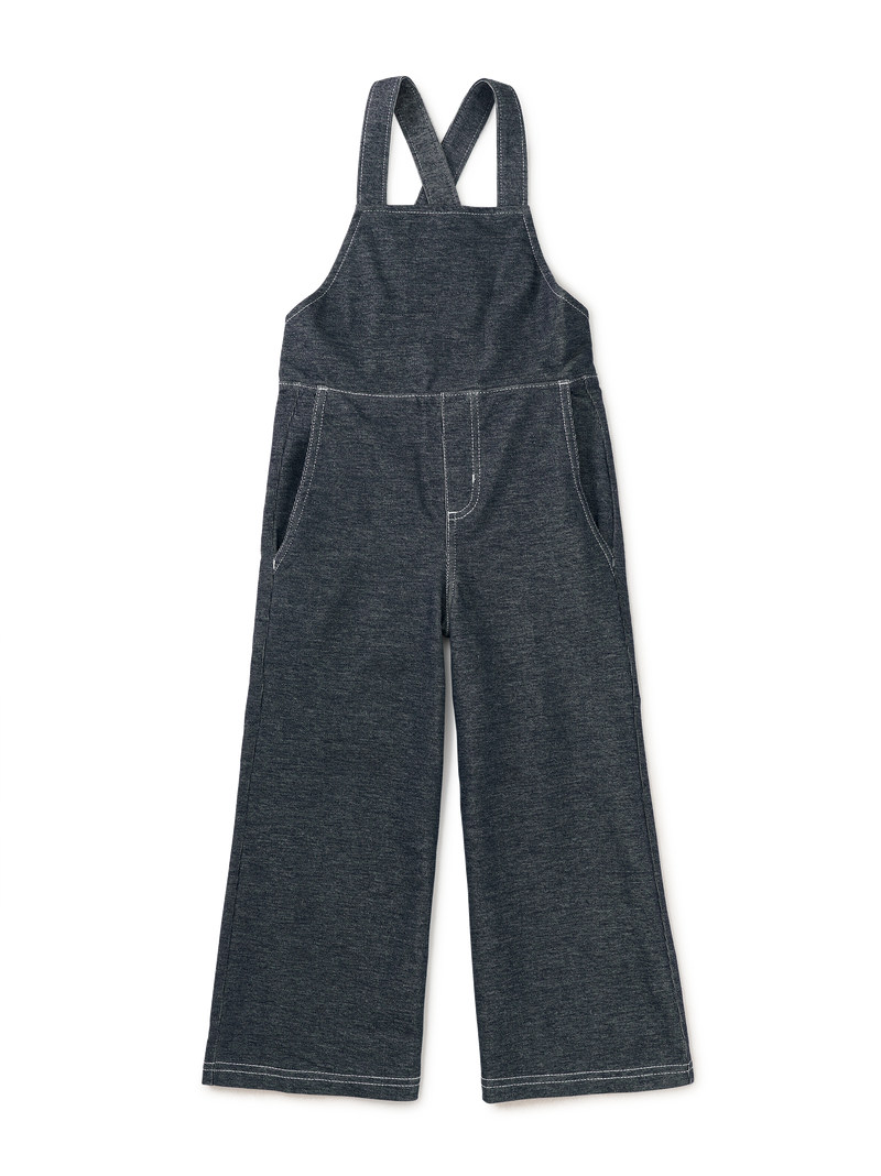Wide Leg Denim-Like Overalls in Indigo - View 1