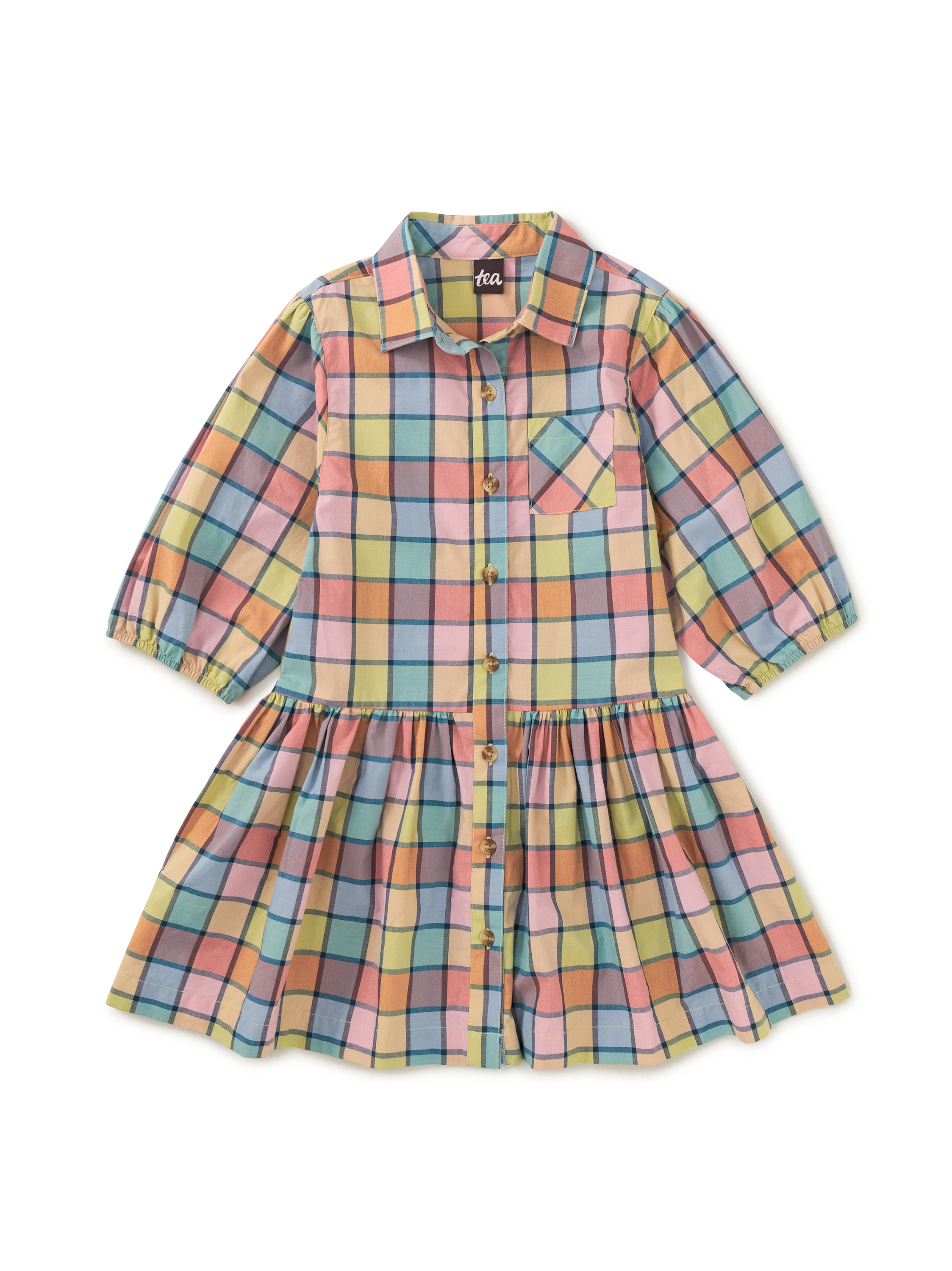 Collared Blouson Sleeve Dress