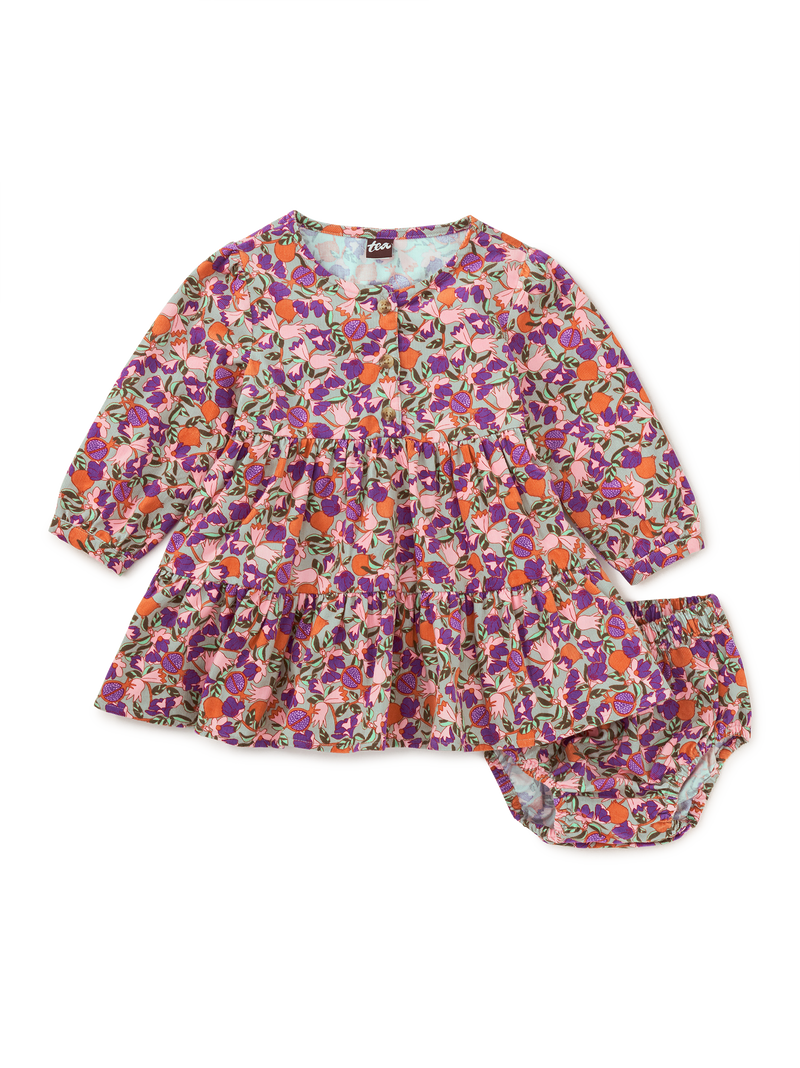 Corduroy Henley Shirtdress in Royal Pomegranate Floral - View 2