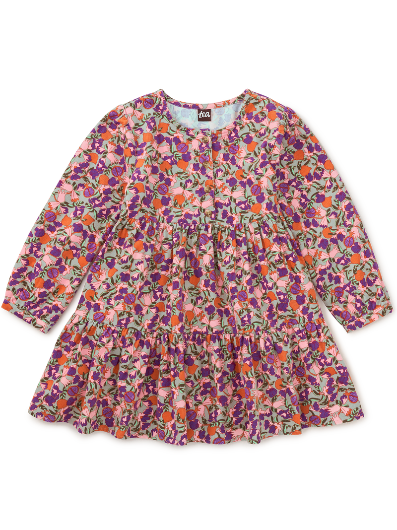 Corduroy Henley Shirtdress in Royal Pomegranate Floral - View 1