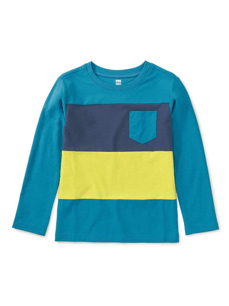 Long Sleeve Colorblock Pocket in Nordic Blue - View 1