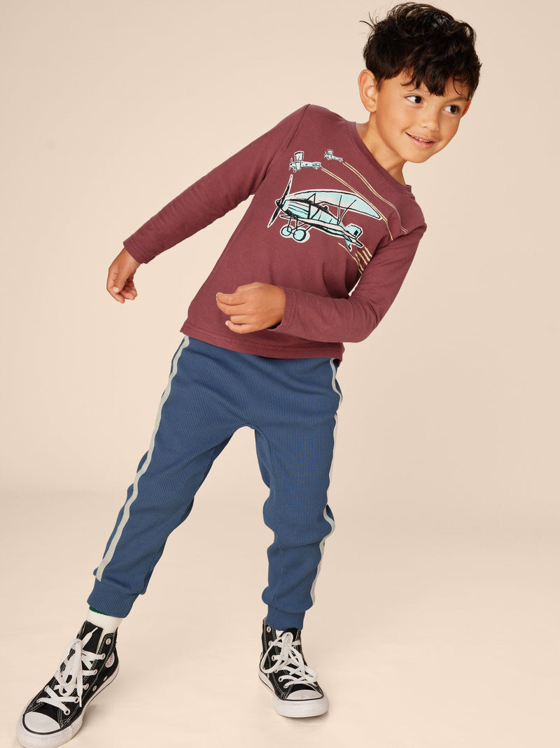 Airplane Trio Graphic Tee in Sangria - View 2