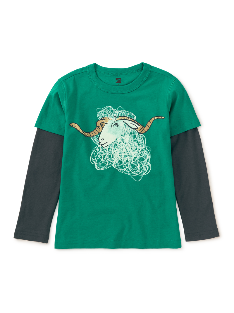 Angora Goat Layered Sleeve Tee in Viridis - View 1
