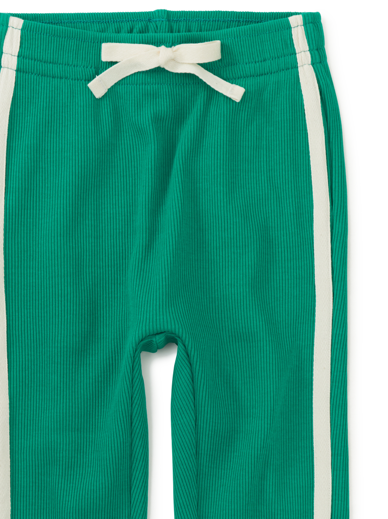 Side Tape Ribbed Joggers in Viridis - View 2