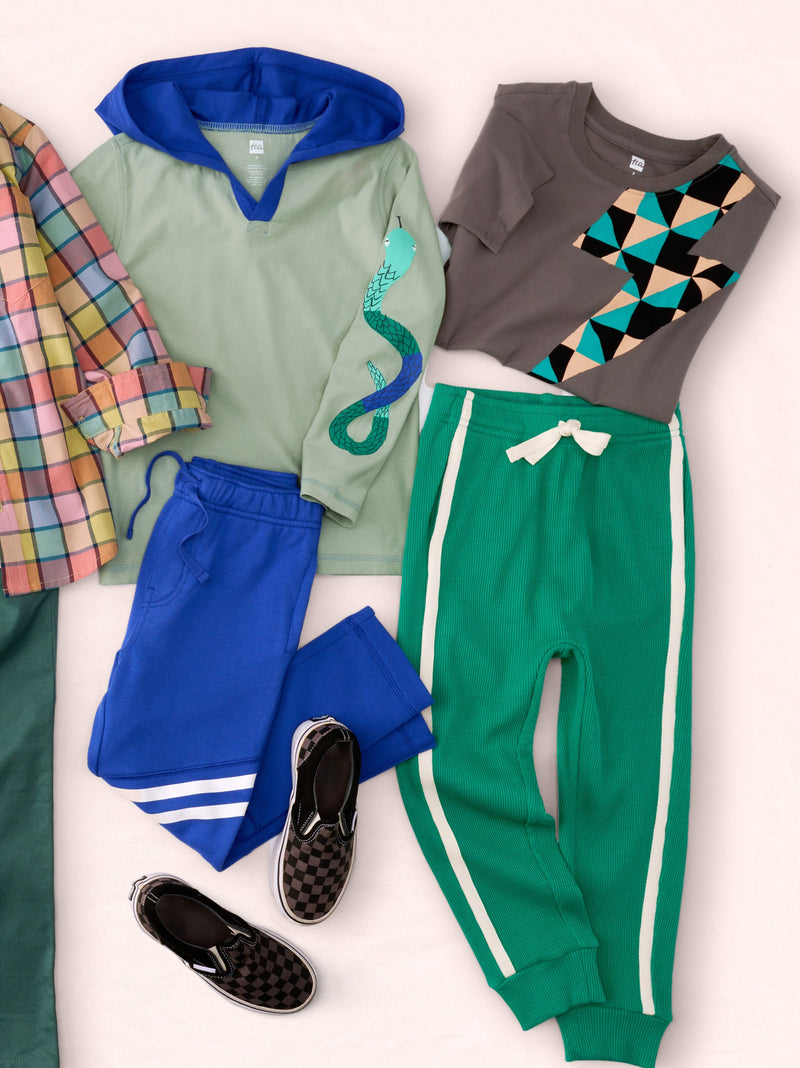 Speedy Striped Joggers in Majorelle Blue - View 2