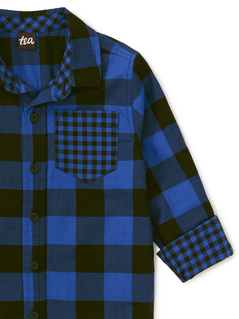 Double Weave Plaid Button Up in Bursa Plaid - View 2