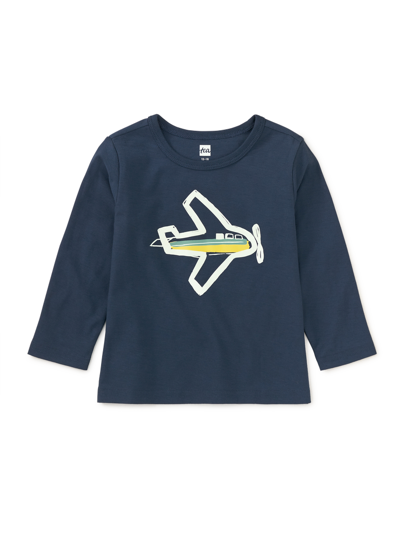 Glow Plane Baby Graphic Tee in Whale Blue - View 1