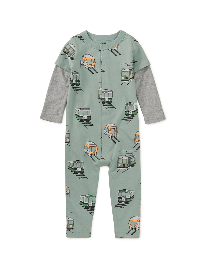 Layered Button-Up Baby Romper in Stockholm Metro - View 1