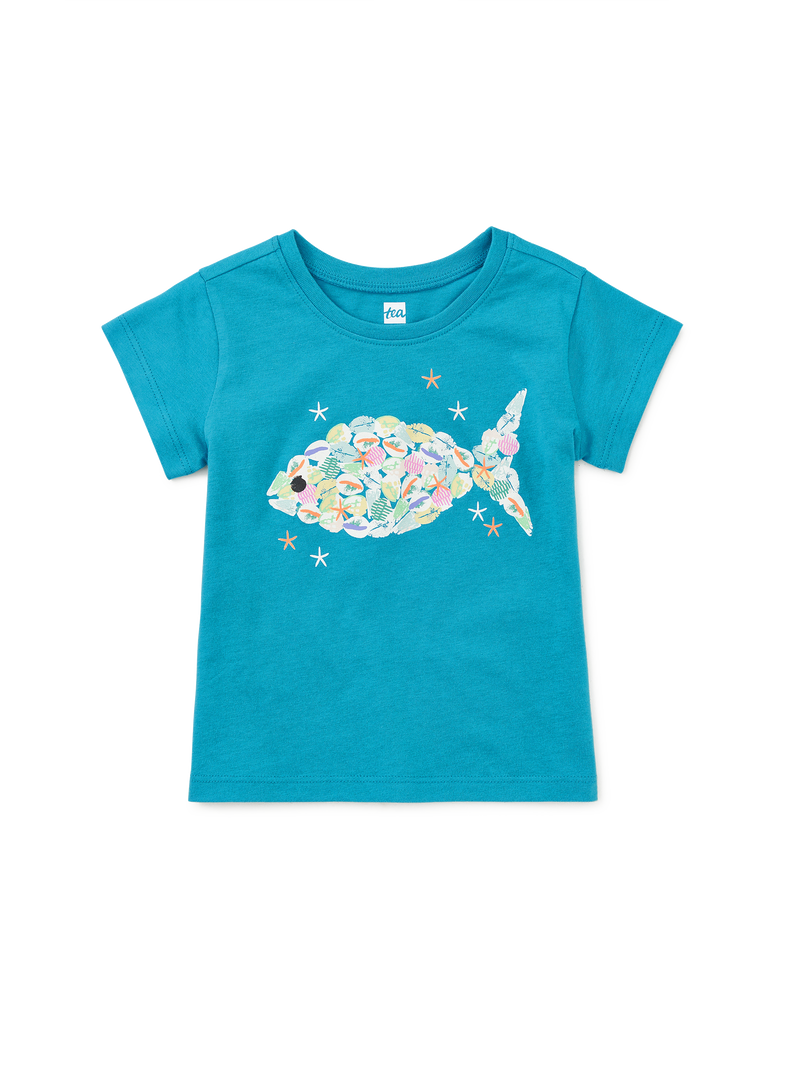Shell Fish Graphic Tee in Nordic Blue - View 2
