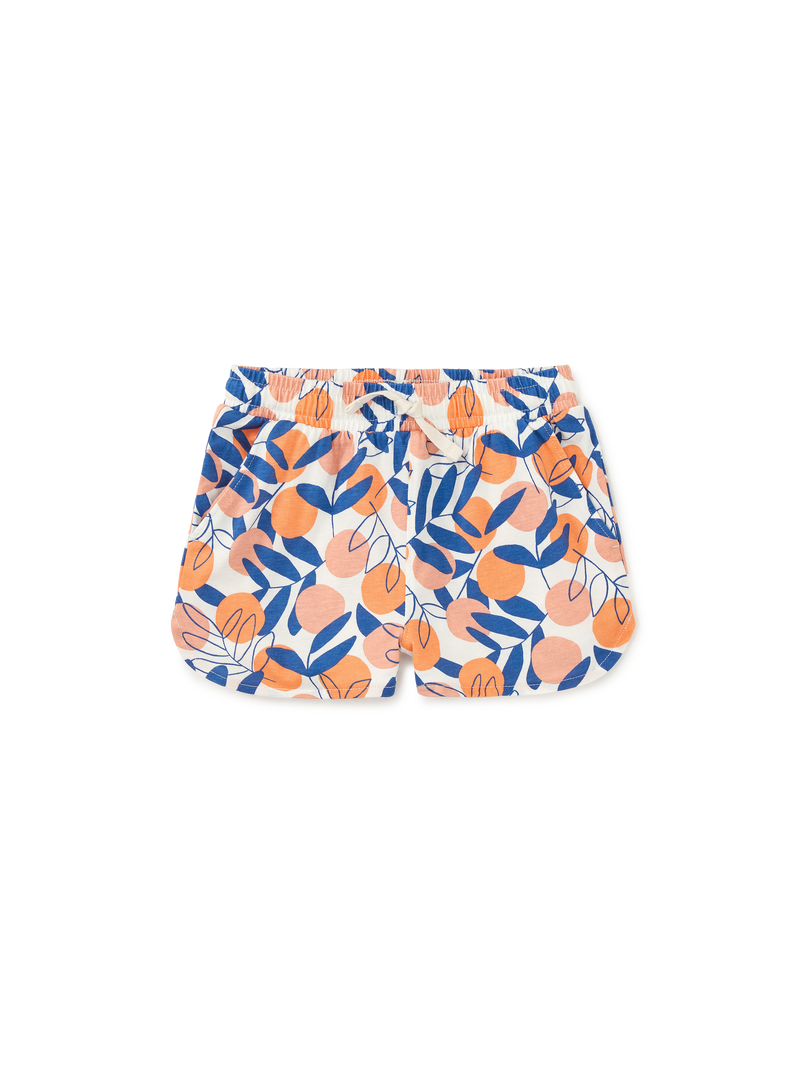 Tie Waist Printed Shorts in Mediterranean Citrus - View 1