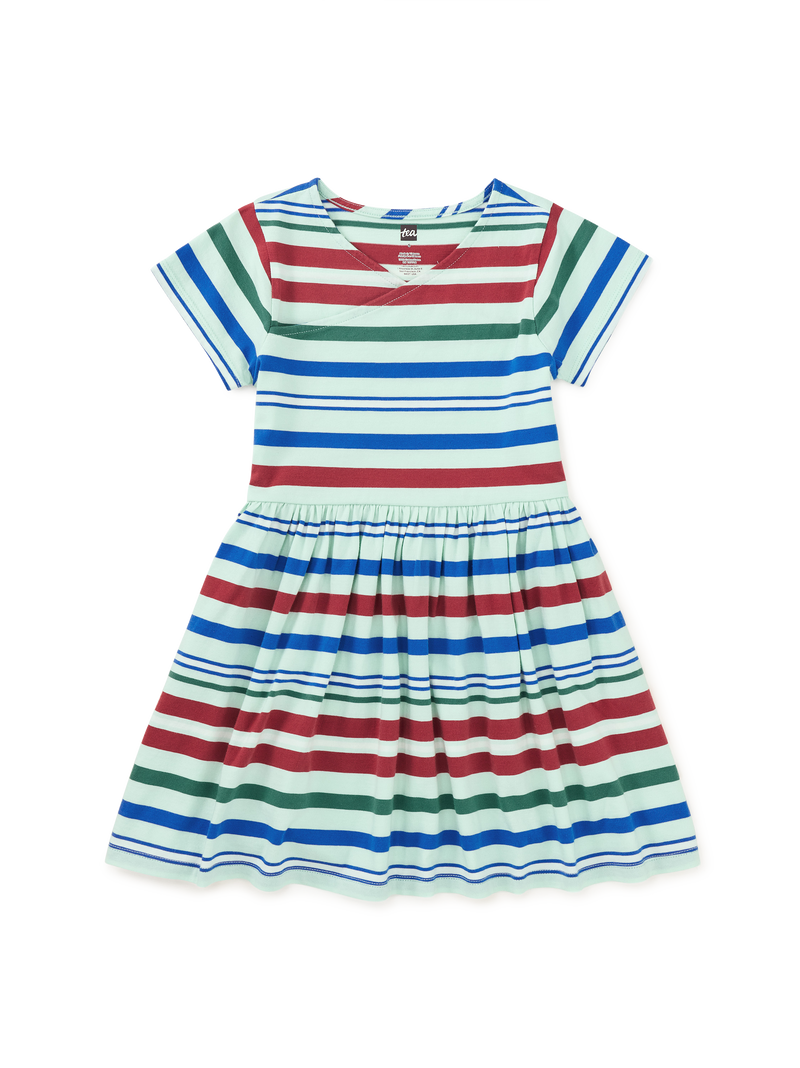 Short Sleeve Wrap Neck Dress in Garden Party - View 1