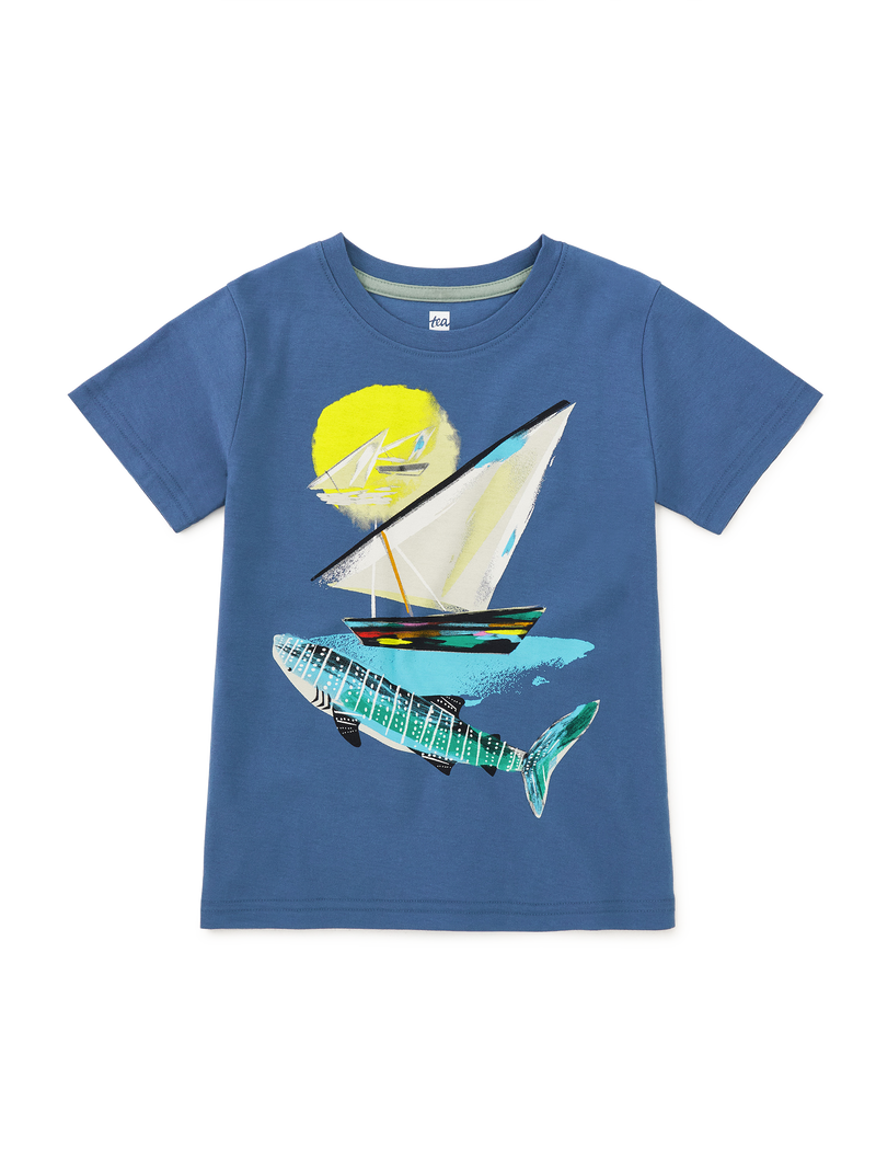 Shark And Sailboat Graphic Tee in Cobalt - View 1