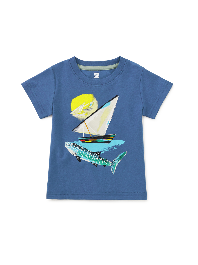 Shark And Sailboat Graphic Tee in Cobalt - View 2
