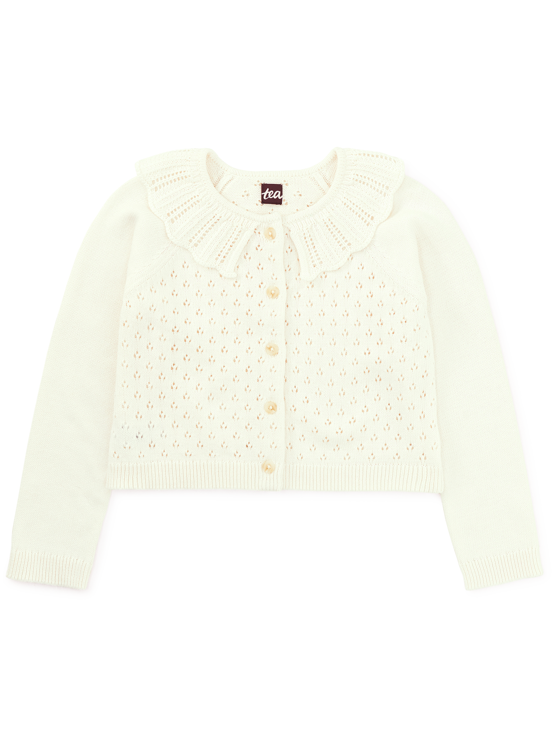 Collared Pointelle Cardigan