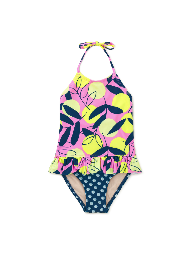 Peplum One-Piece Swimsuit in Mediterranean Citrus - View 1
