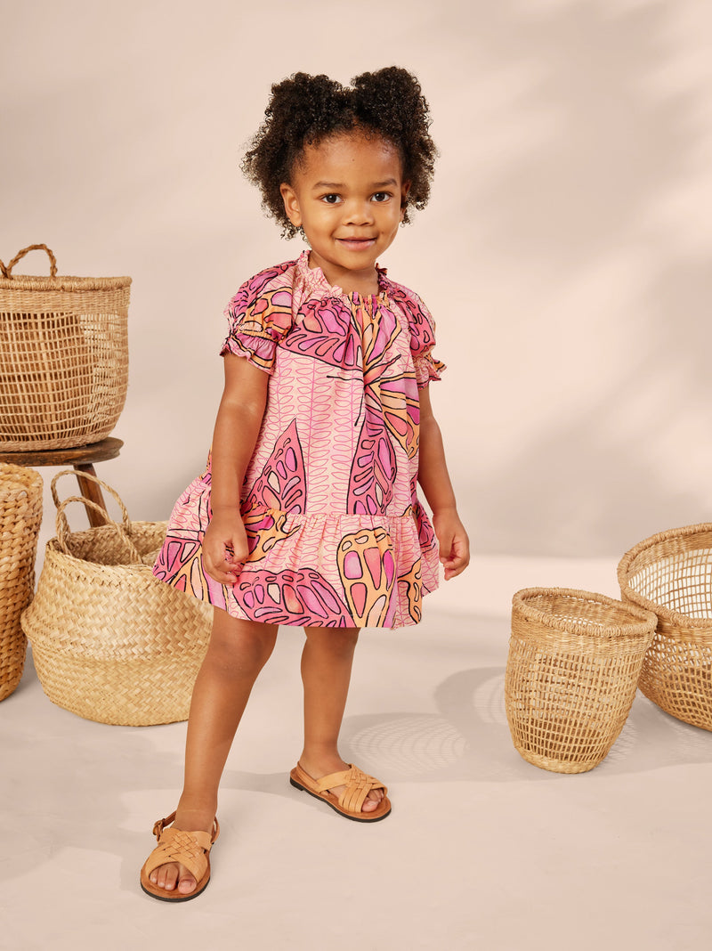 Puff Sleeve Baby Dress in Batik Butterfly - View 2