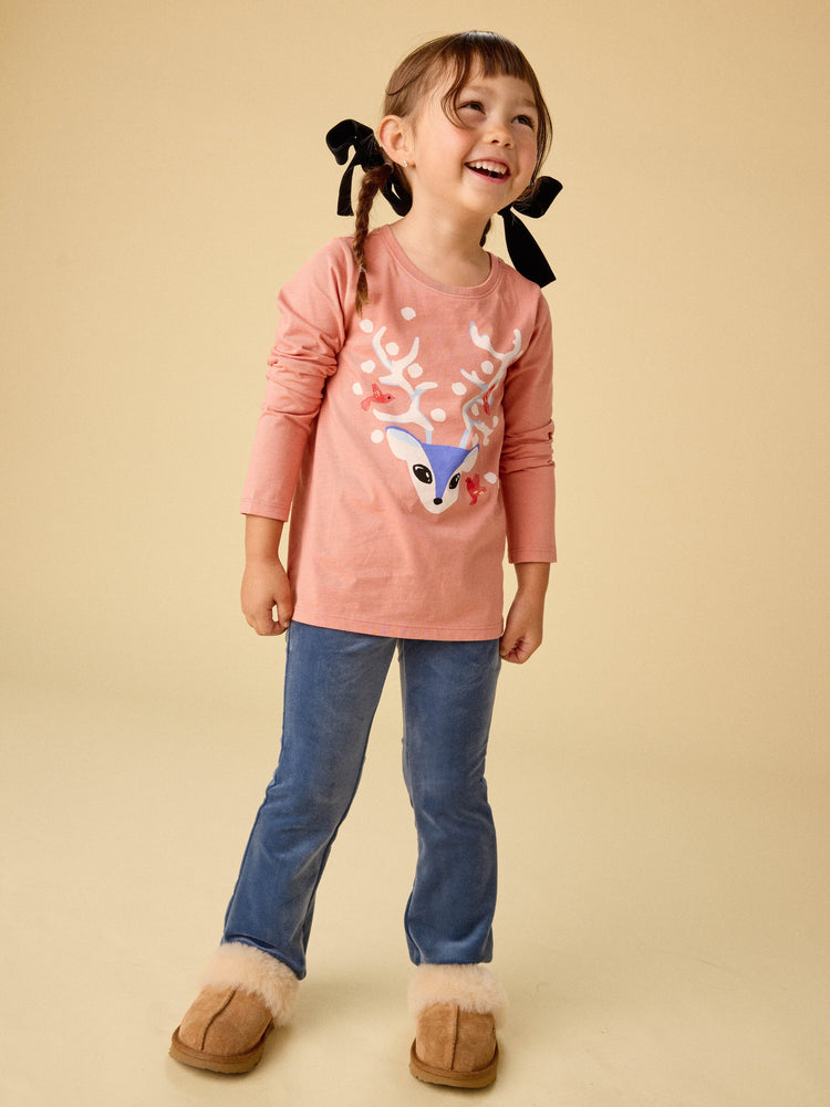Girl Desert Sand Decorated Deer Graphic Tee | Tea Collection