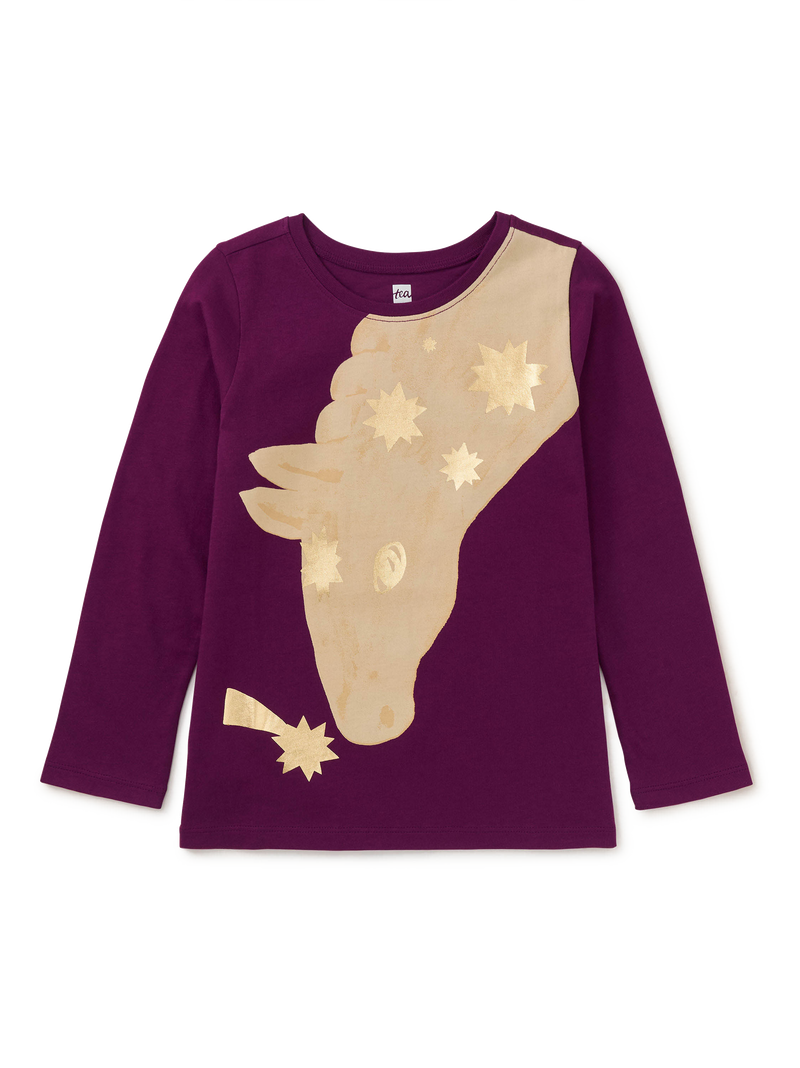 Golden Horse Graphic Tee in Cosmic Berry - View 1