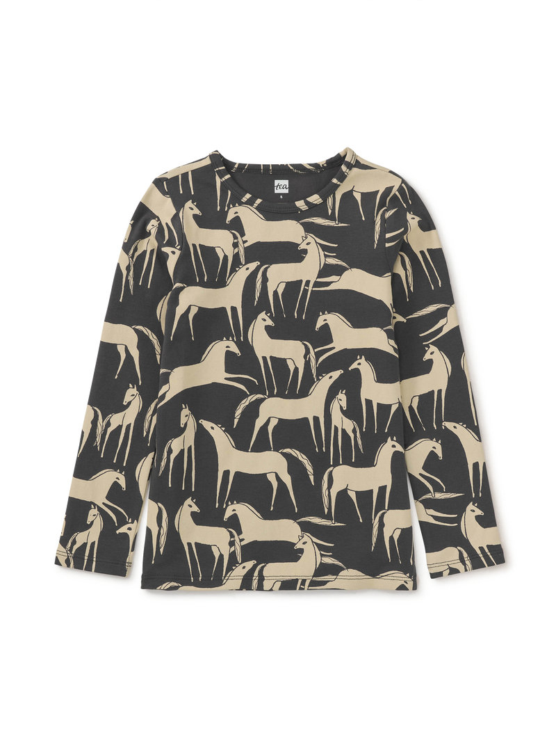 Long Sleeve Slim Fit Top in Golden Horse - View 1