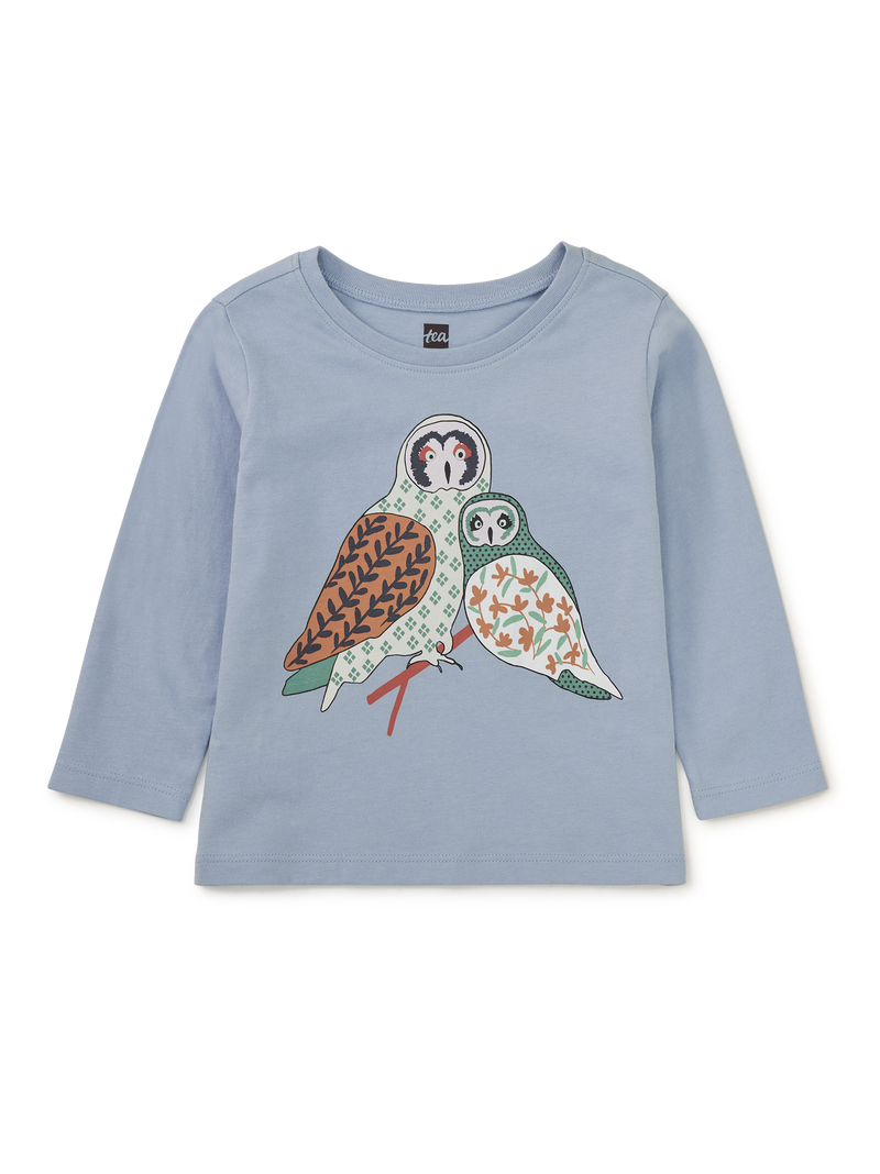 Tiled Owls Graphic Tee in Scenic Blue - View 2