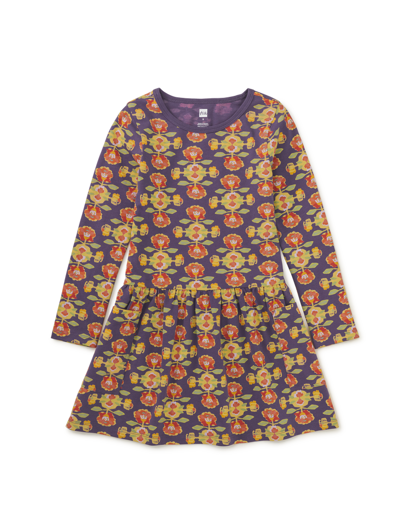 Long Sleeve Pocket Dress in Turkish Rug Floral - View 1