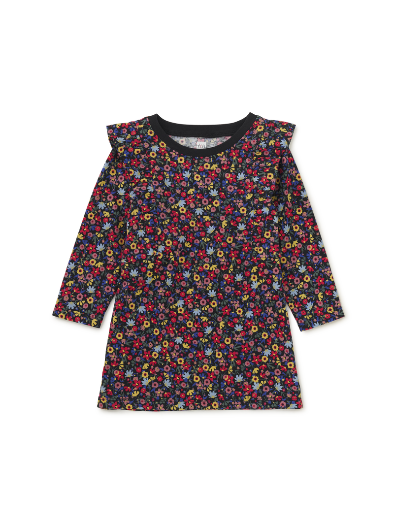 A-Line Ruffle Shoulder Dress in Ditsy Floral - View 2