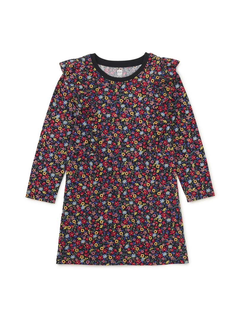 A-Line Ruffle Shoulder Dress in Ditsy Floral - View 1