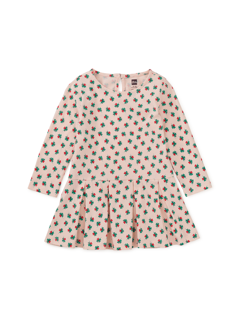 Long Sleeve Pleated Skater Dre in Lucky Clover - View 2