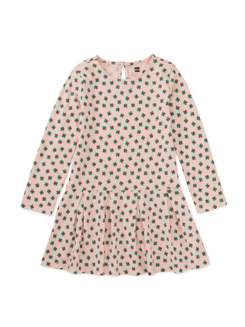 Long Sleeve Pleated Skater Dre in Lucky Clover - View 1