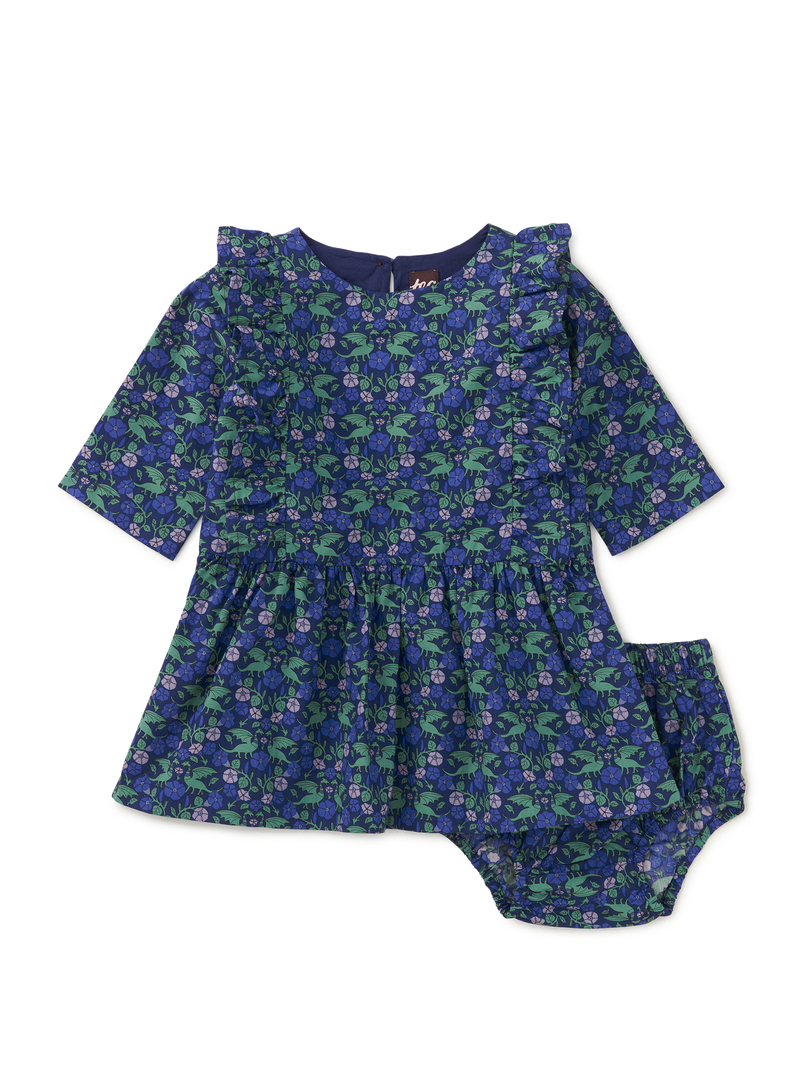 Ruffle Sleeve Dress in Dragon Floral - View 2