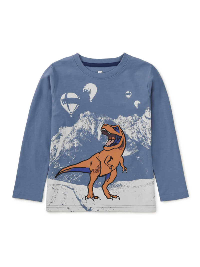 T-Rex And Mountains Graphic Tee in Coronet Blue - View 1